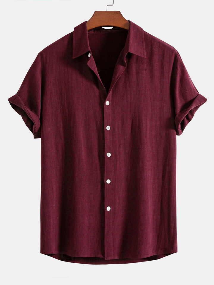 Linnen Rayon Mix Knopen Shirt & Rechte Pijpen Linnen Broek