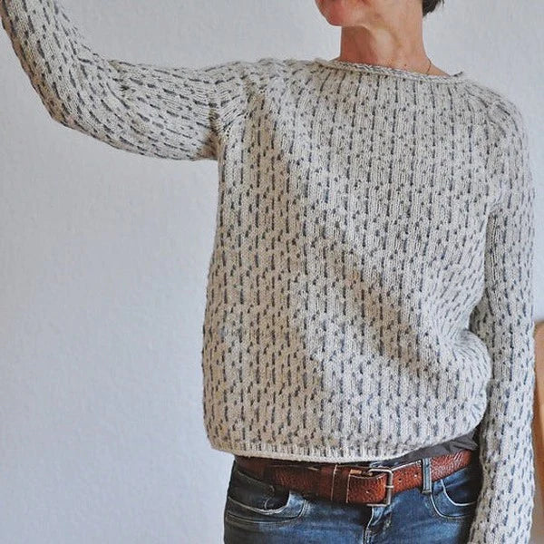 Victoria | Elegant Grey Sweater with a Boat Neckline