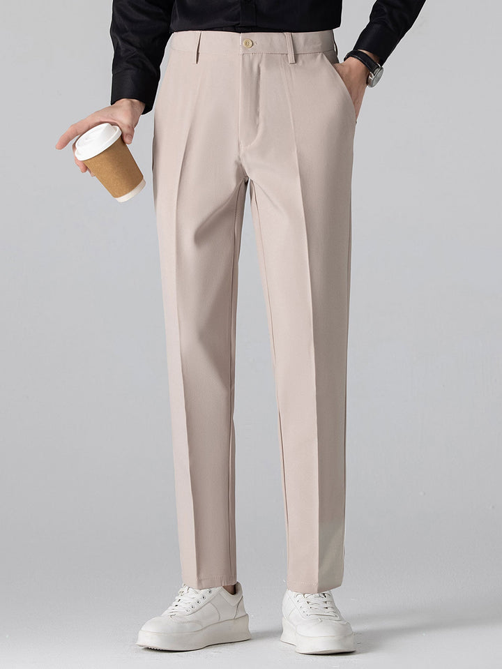 Contrast Trim Stripe Johnny Collar Polo & Slim Fit Tapered Trousers