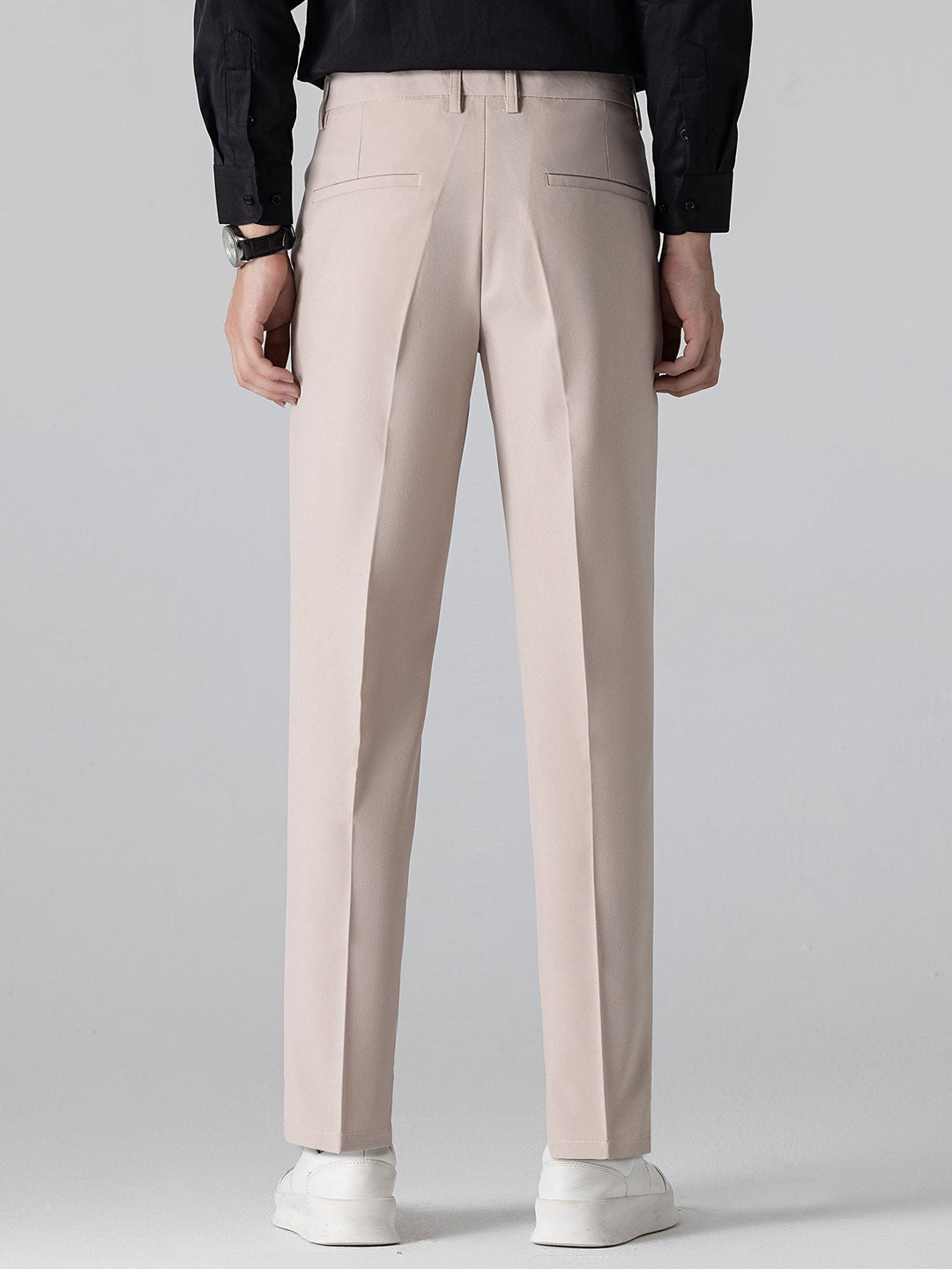 Contrast Trim Textured Zipper Knit Polo & Slim Fit Tapered Trousers