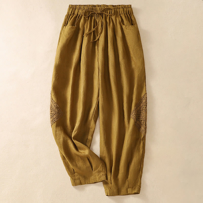 Buddha Stones Summer Women's Drawstring Harem Pants With Pockets