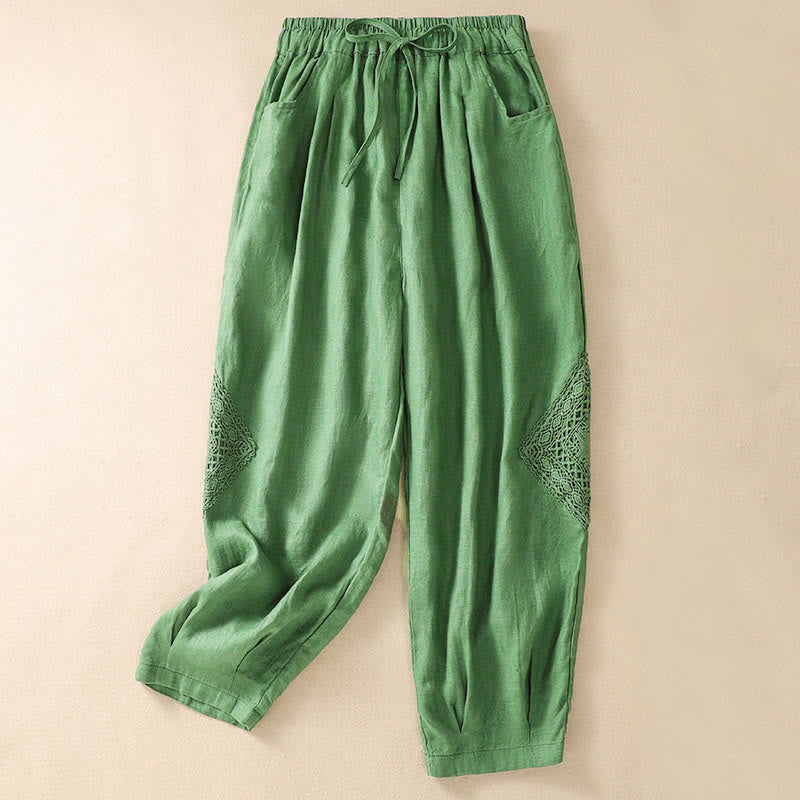 Buddha Stones Summer Women's Drawstring Harem Pants With Pockets