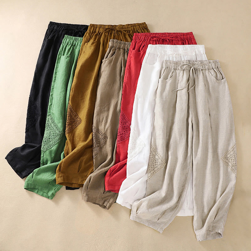 Buddha Stones Summer Women's Drawstring Harem Pants With Pockets