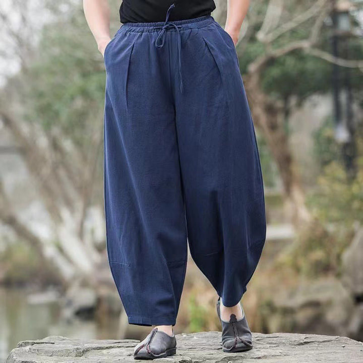 Buddha Stones Casual Simple Drawstring Men's Harem Pants With Pockets