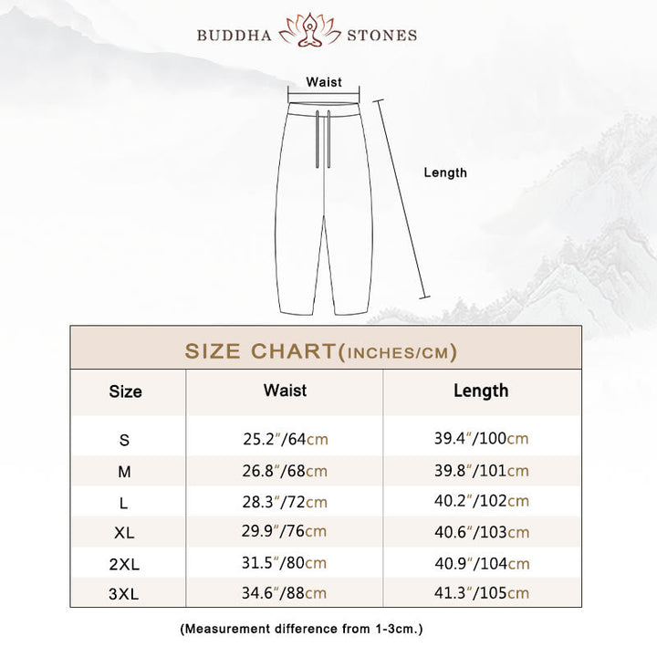 Buddha Stones Casual Solid Color Cotton Linen Drawstring Women's Pants With Pockets