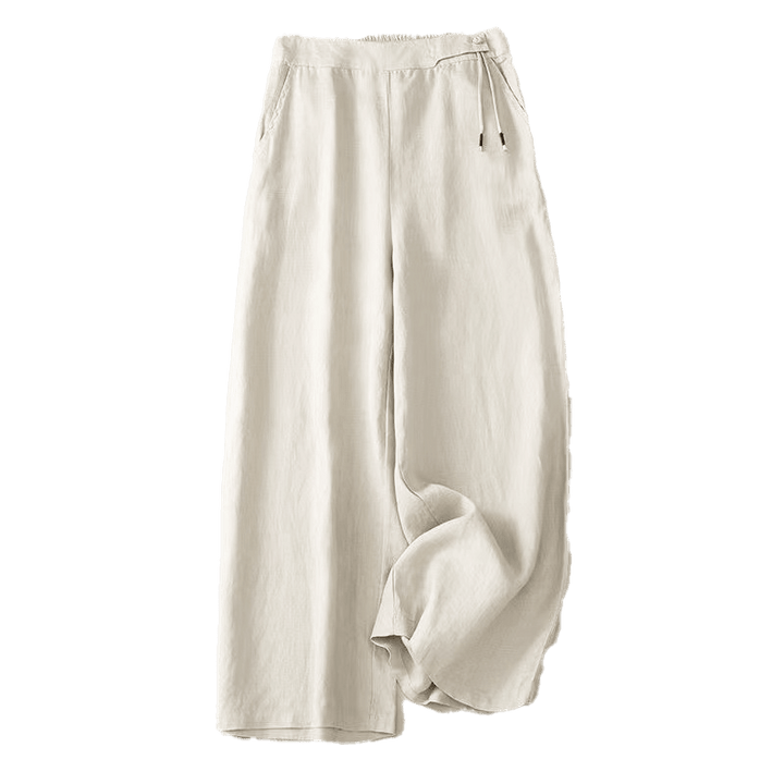 Buddha Stones Casual Solid Color One Button Women's Capri Wide Leg Pants With Pockets