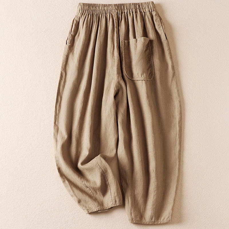 Buddha Stones Summer Small Flower Embroidery  Harem Pants With Pockets