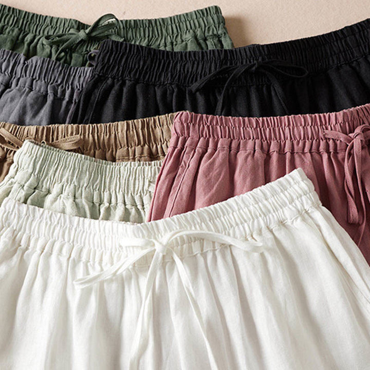Buddha Stones Summer Small Flower Embroidery  Harem Pants With Pockets