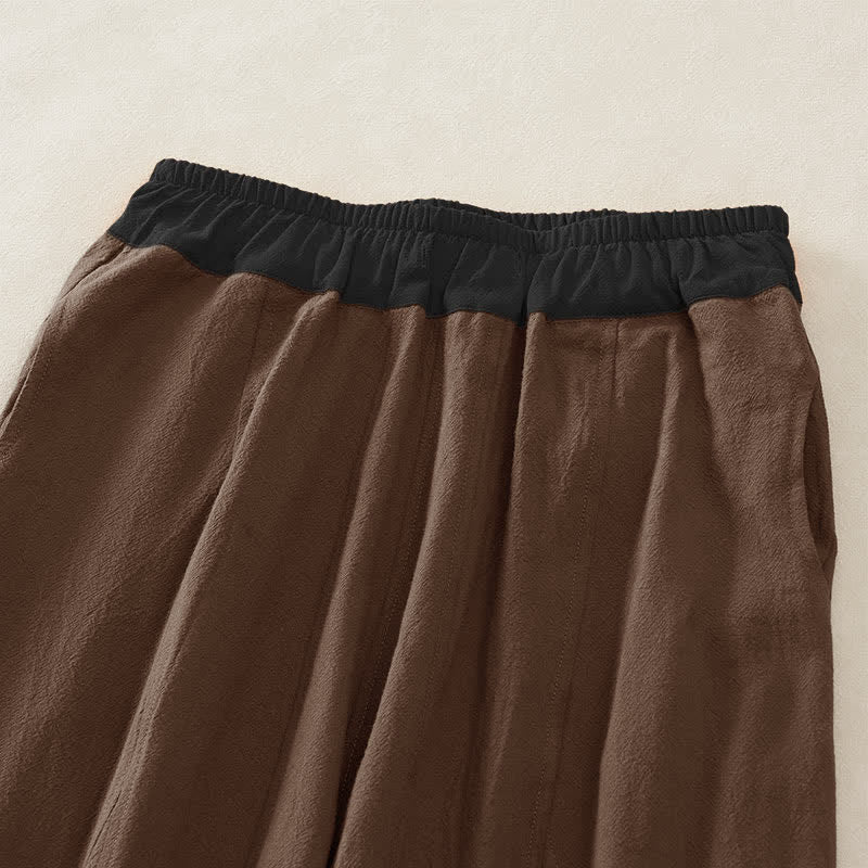Buddha Stones Spring Casual Drawstring Solid Cotton Women's Harem Pants With Pockets