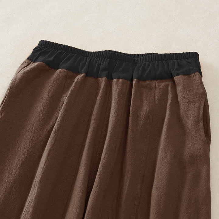 Buddha Stones Spring Casual Drawstring Solid Cotton Women's Harem Pants With Pockets