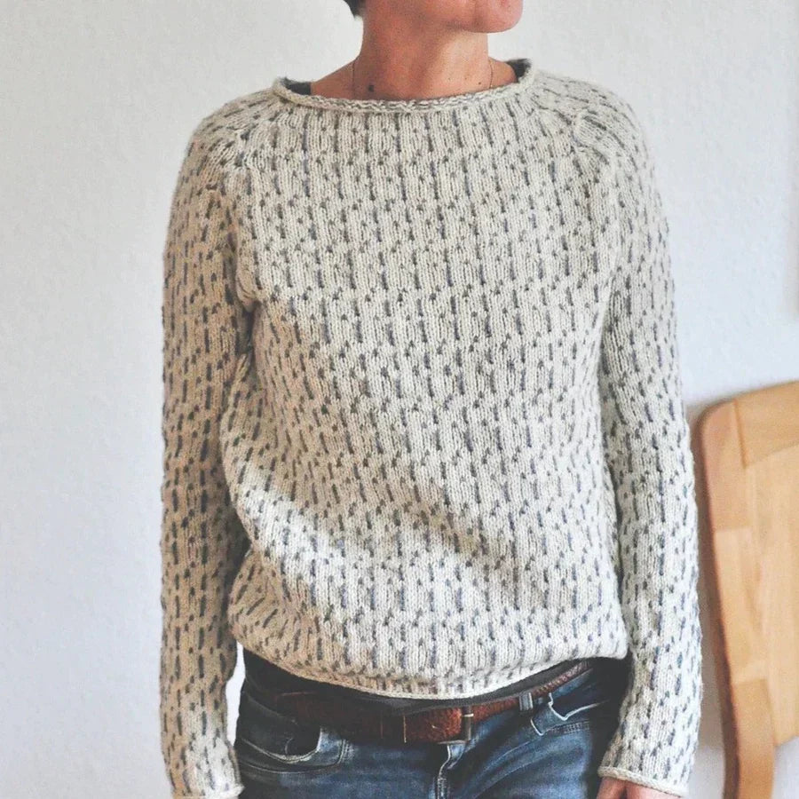 Victoria | Elegant Grey Sweater with a Boat Neckline