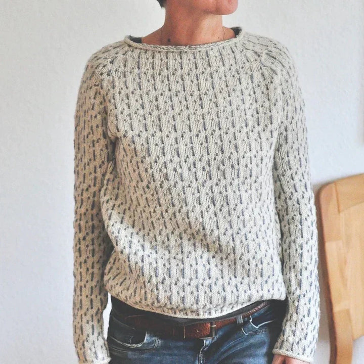 Victoria | Elegant Grey Sweater with a Boat Neckline