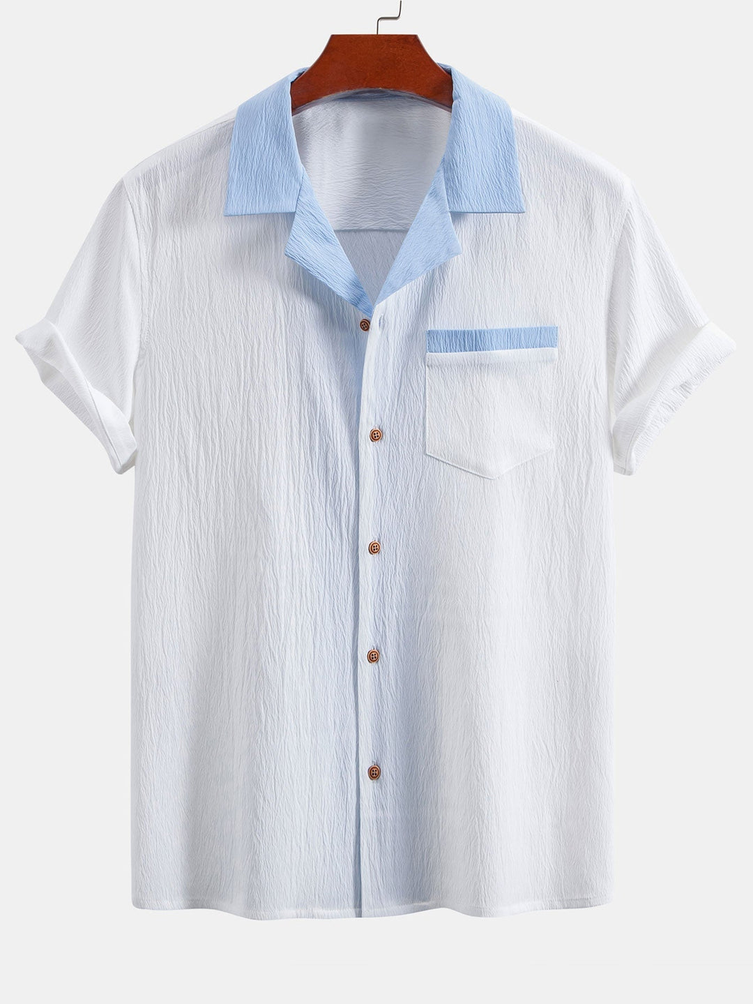 Textured Contrast Cuban Shirt & Straight Leg Pants