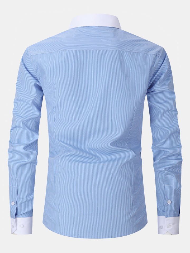 Dress Shirt with Striped Contrast Collar