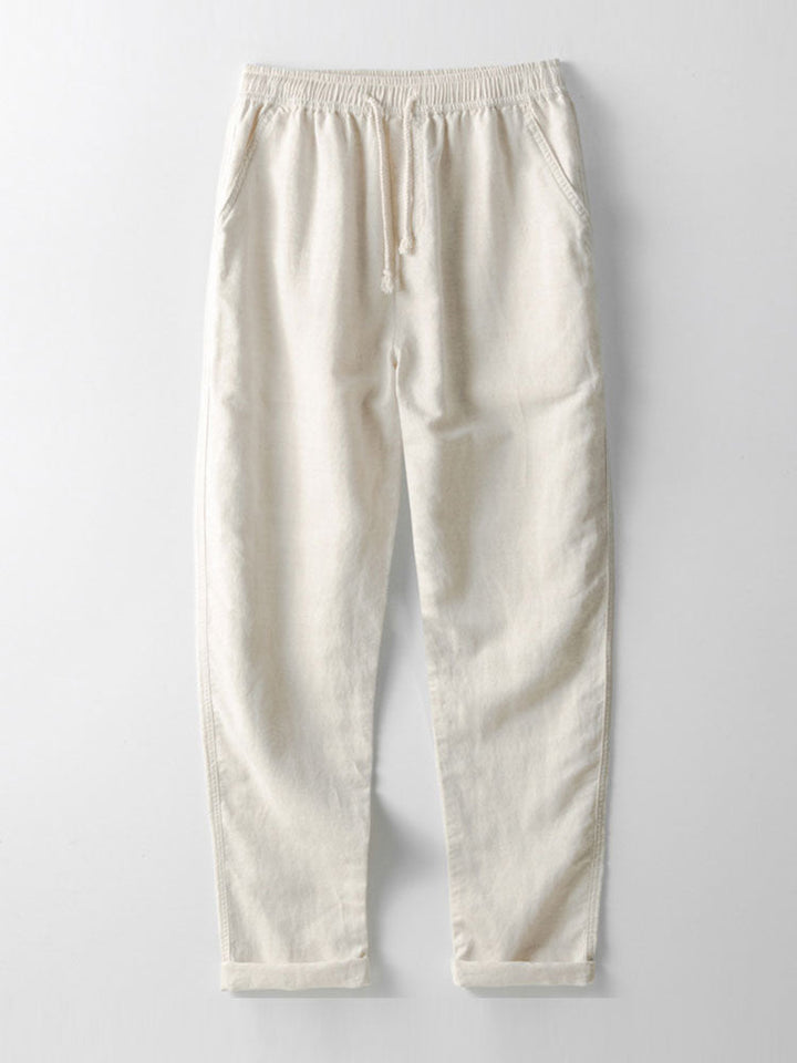 Geometric Jacquard Cuban Collar Shirt & Straight Leg Linen Pants