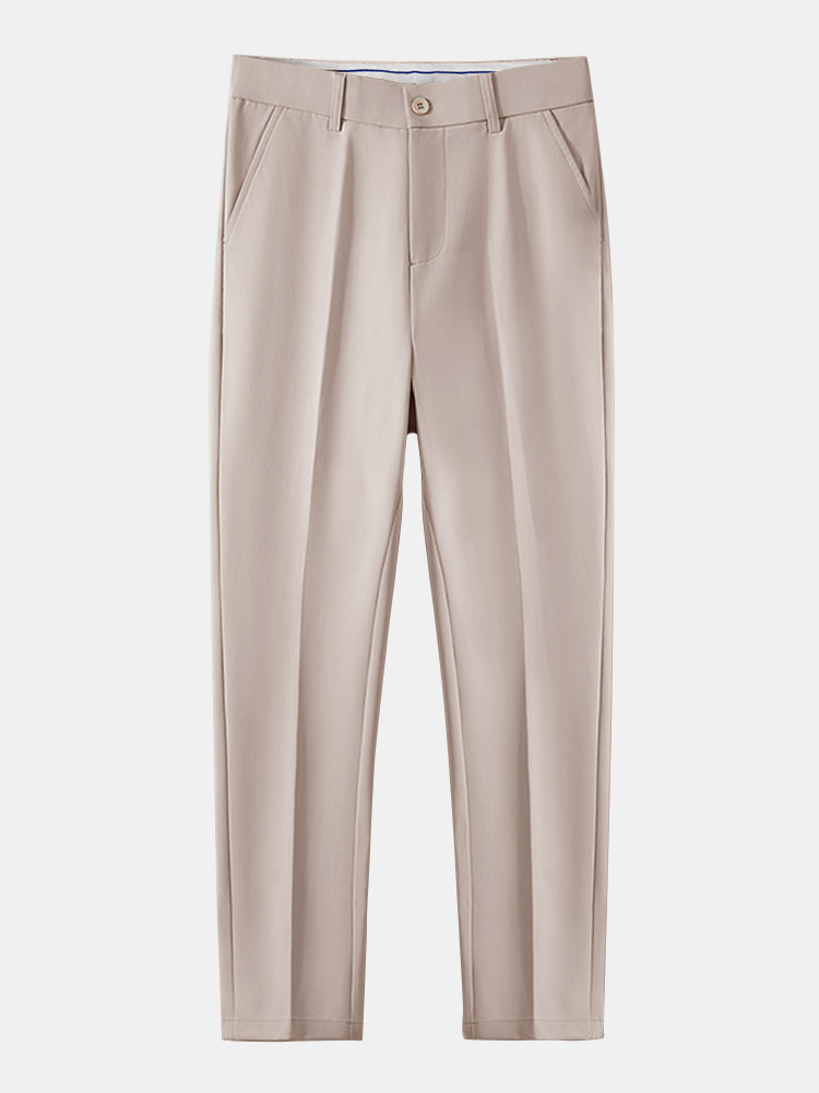 Contrast Trim Textured Zipper Knit Polo & Slim Fit Tapered Trousers