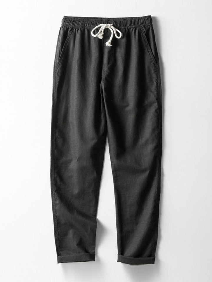Linnen Rayon Mix Knopen Shirt & Rechte Pijpen Linnen Broek