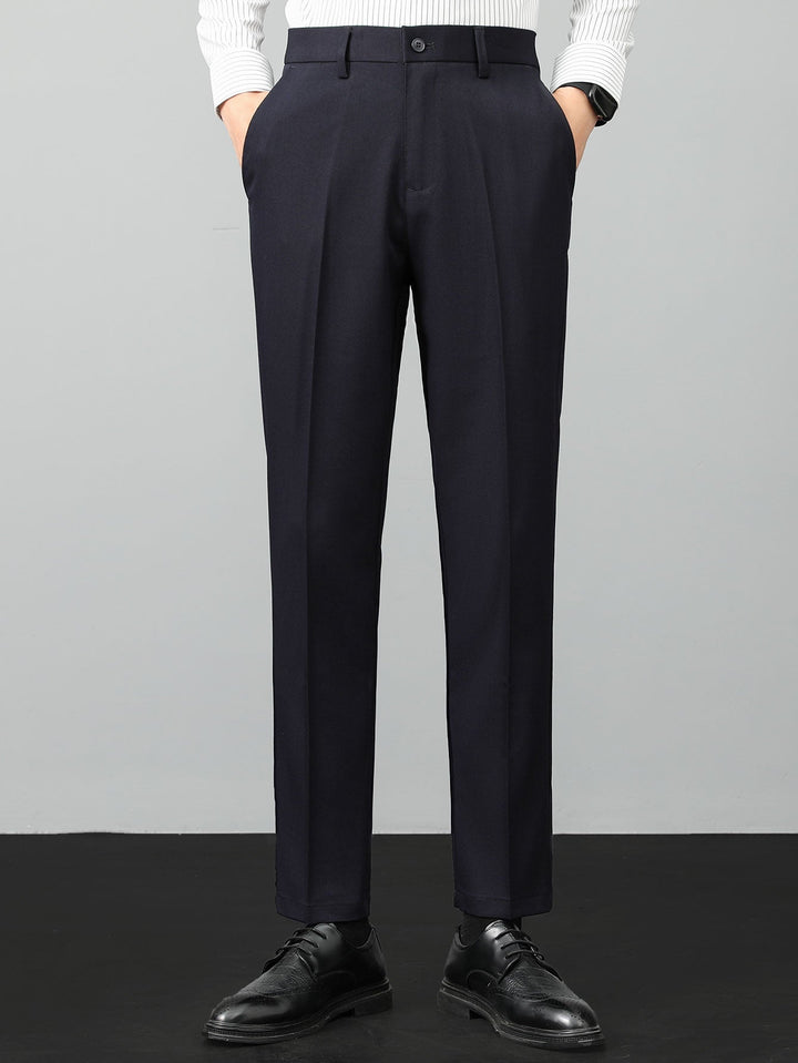Contrast Trim Waffle Zipper Knit Polo & Slim Fit Tapered Trousers