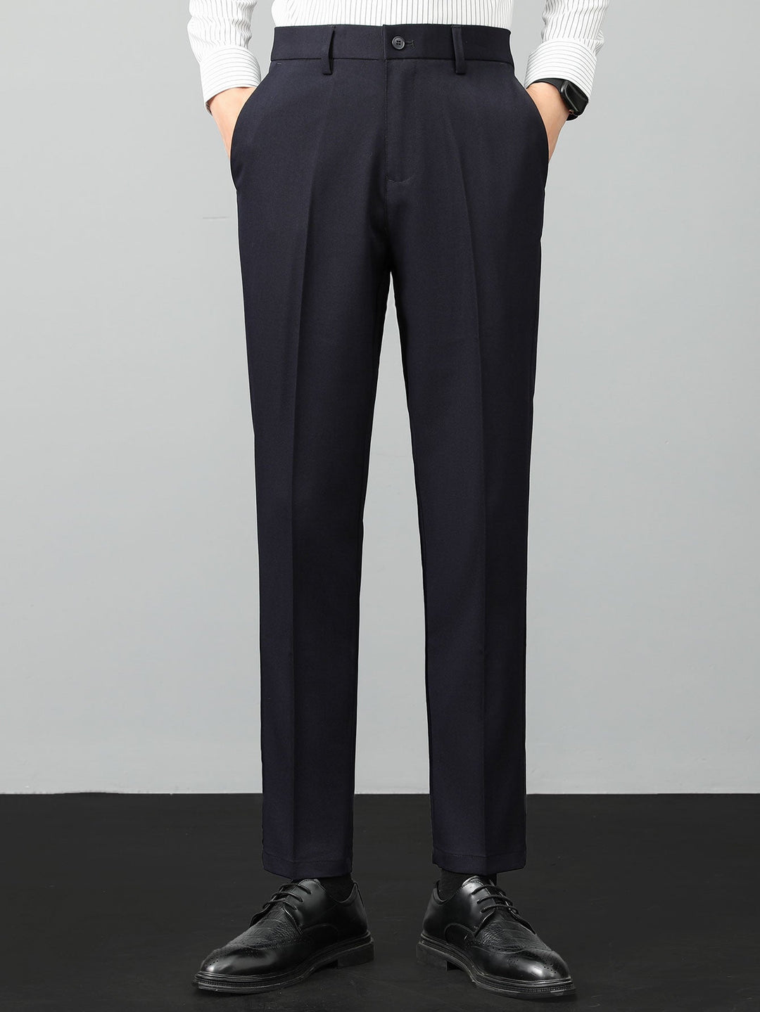 Linen Ribbed Knit Polo & Slim Fit Tapered Trousers