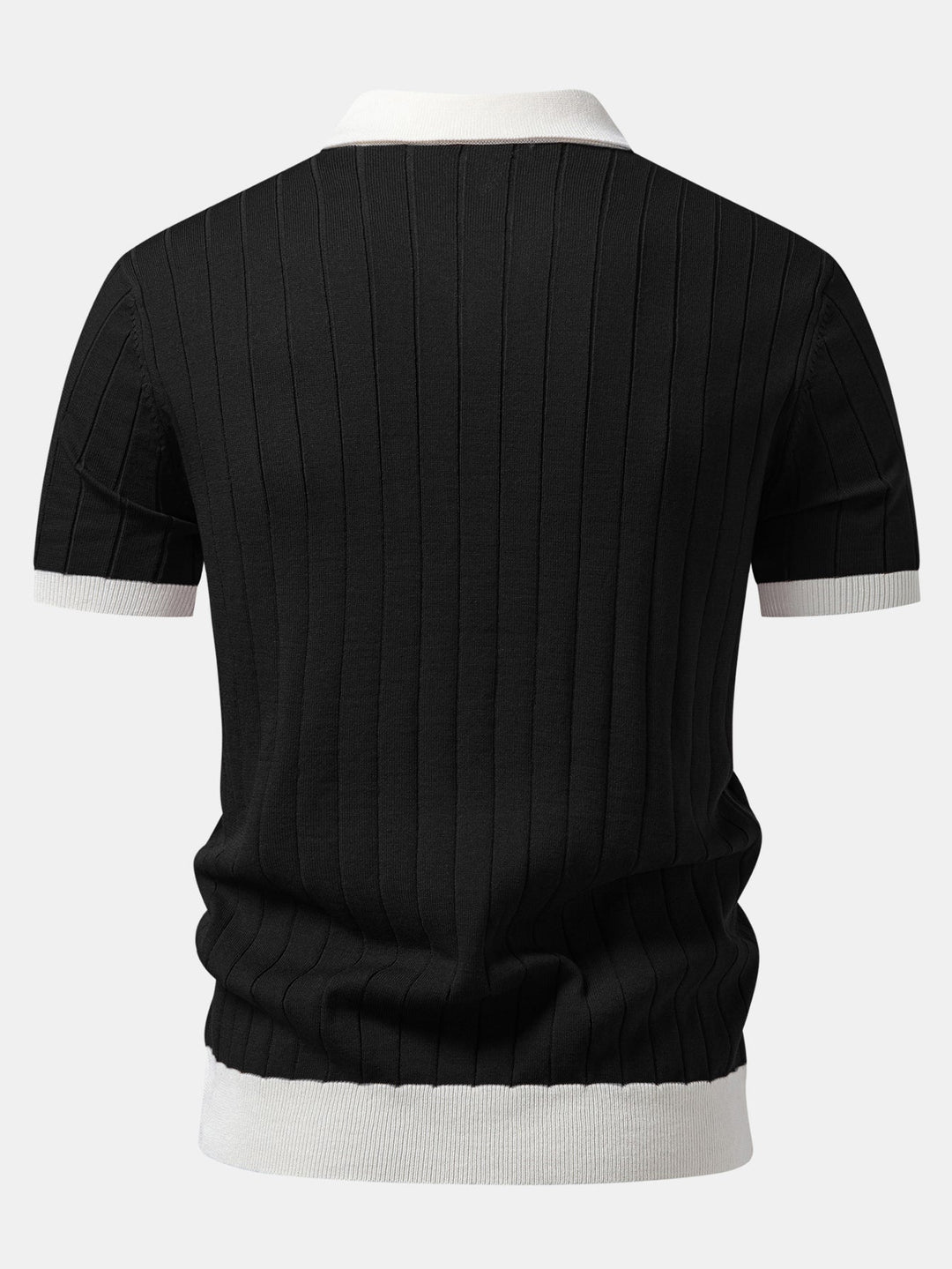Contrast Trim Stripe Johnny Collar Polo & Slim Fit Tapered Trousers