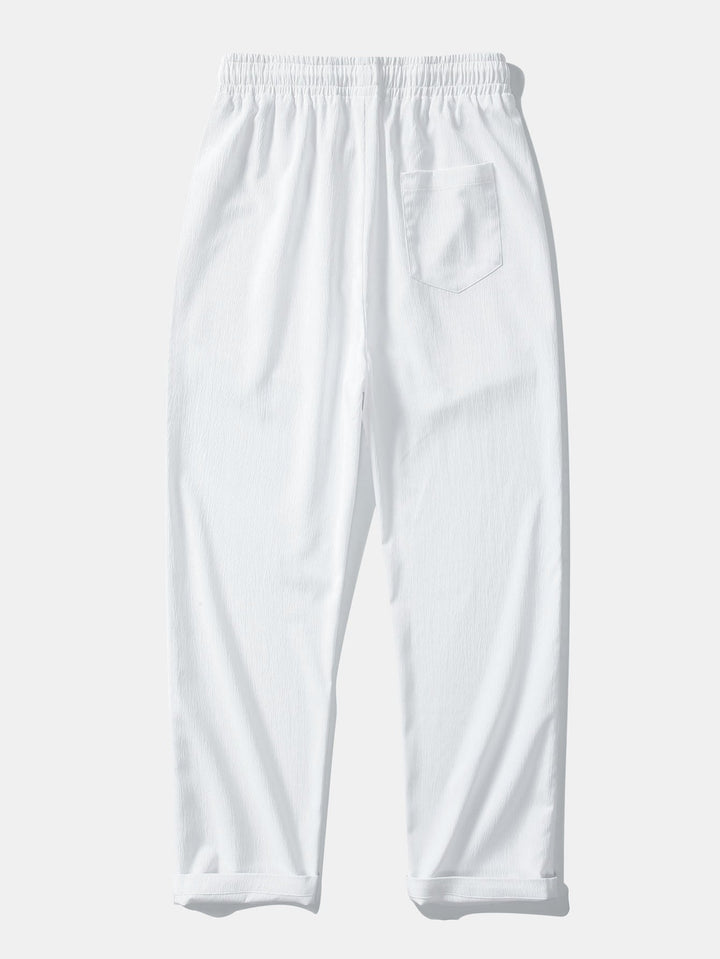 Textuur Jacquard Cubaanse Shirt & Kreukel Textuur Rechte Pantalon