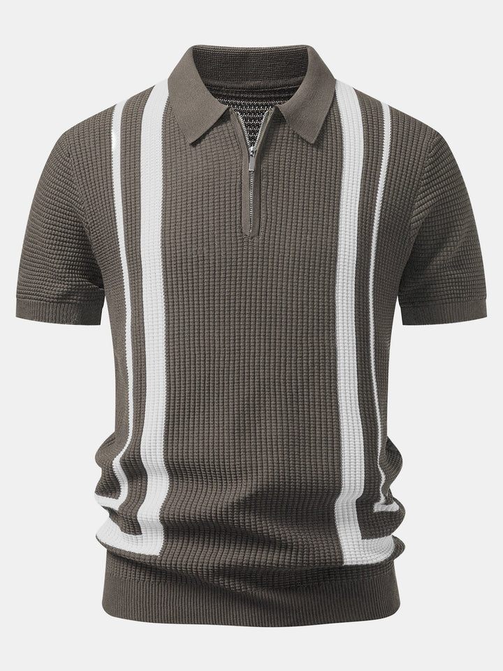Contrast Zipper Polo & Slim Fit Tapered Trousers