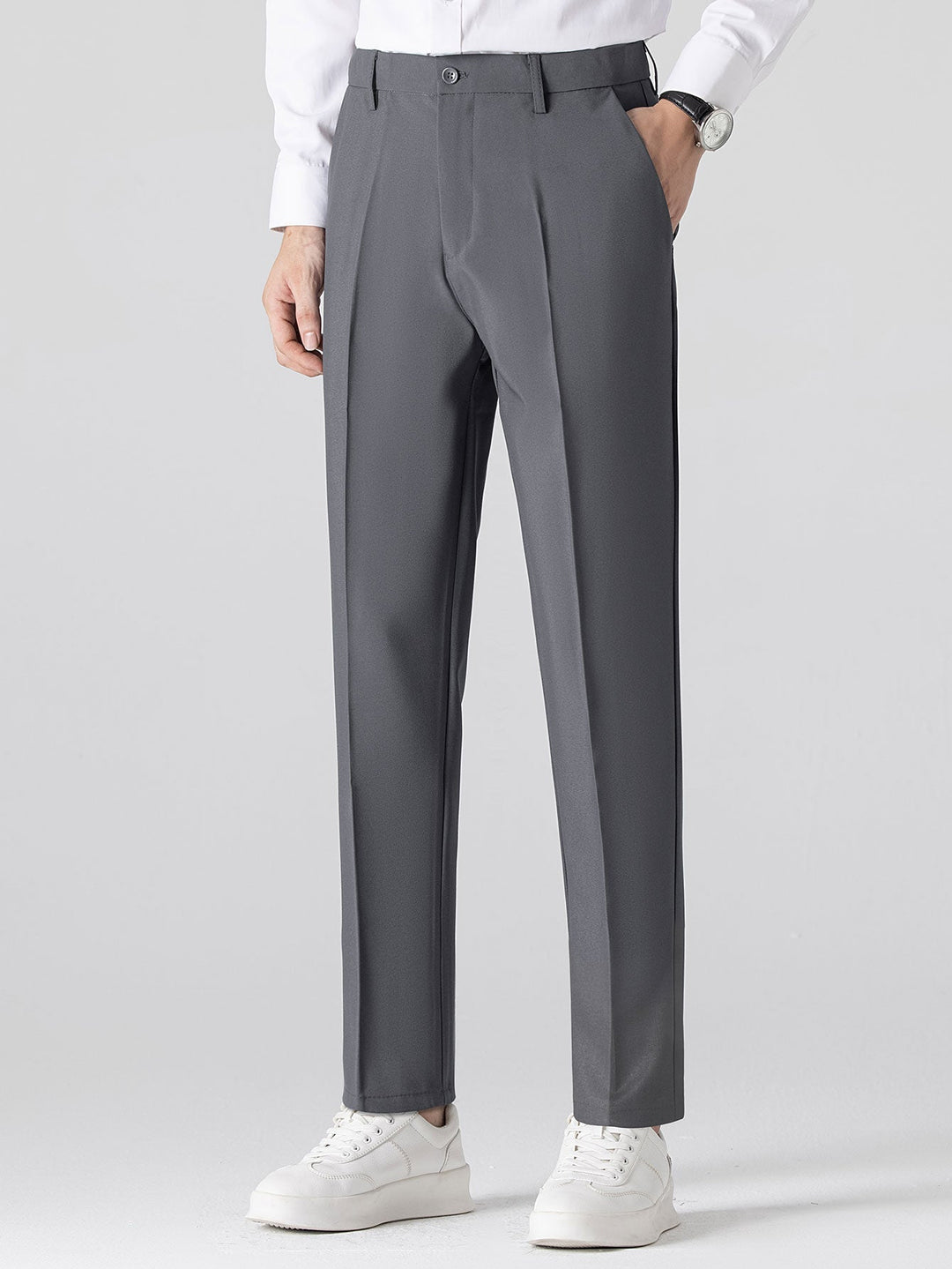 Contrast Trim Stripe Johnny Collar Polo & Slim Fit Tapered Trousers