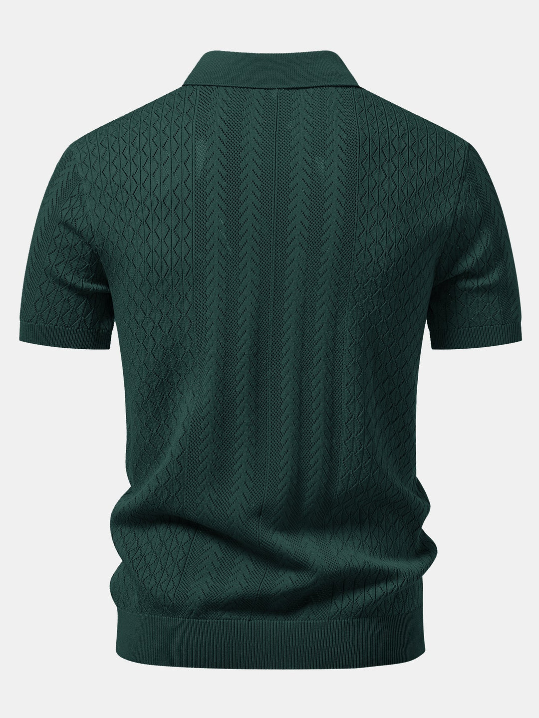 Geometric Jacquard Open Knit Polo & Straight Leg Ribbed Pants