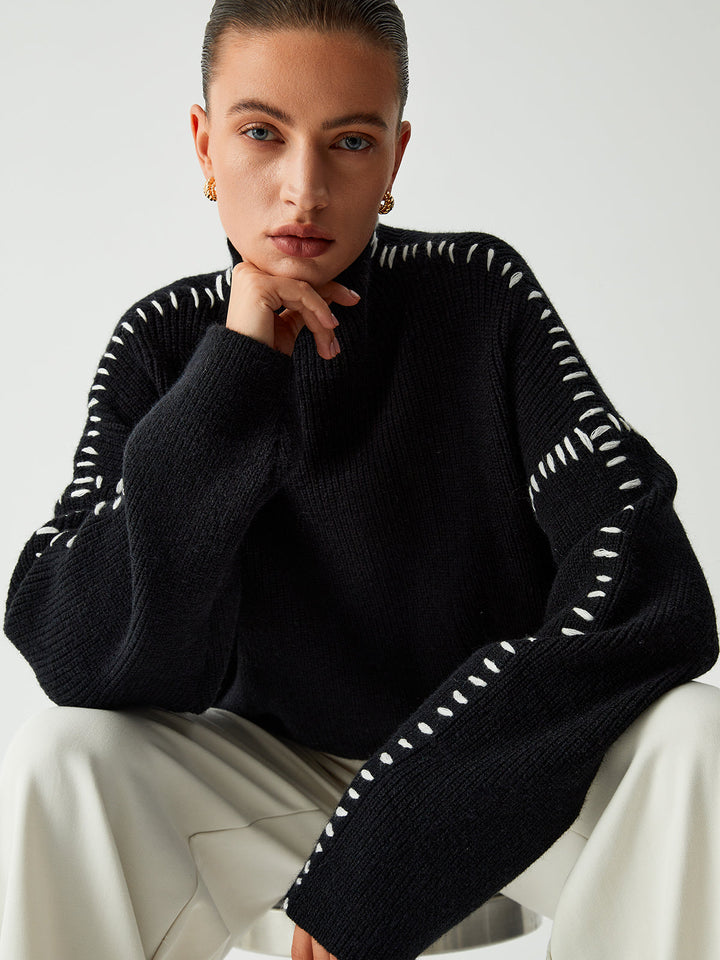 Alma | Oversized Turtleneck Sweater with Textured Details