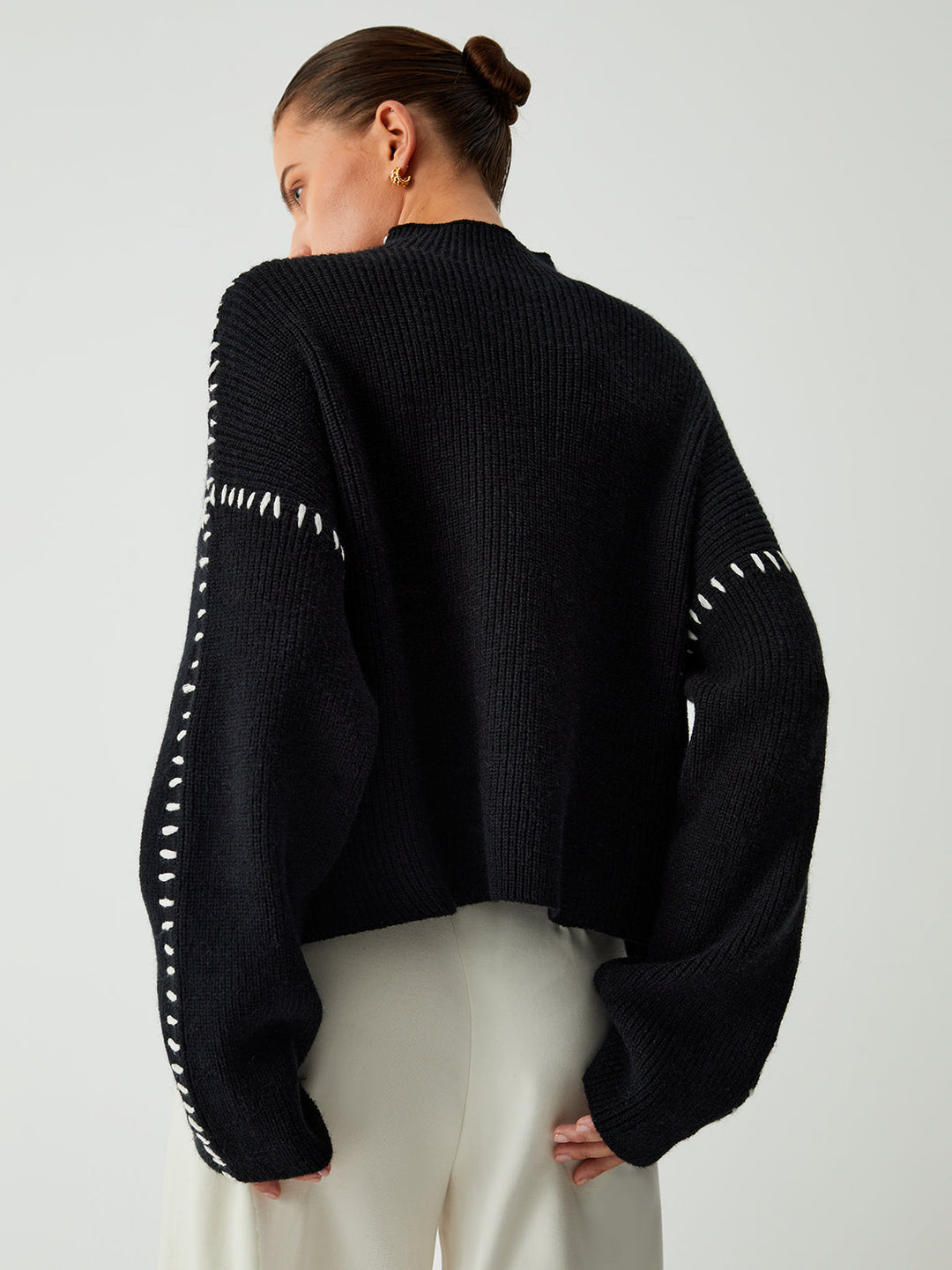 Alma | Oversized Turtleneck Sweater with Textured Details