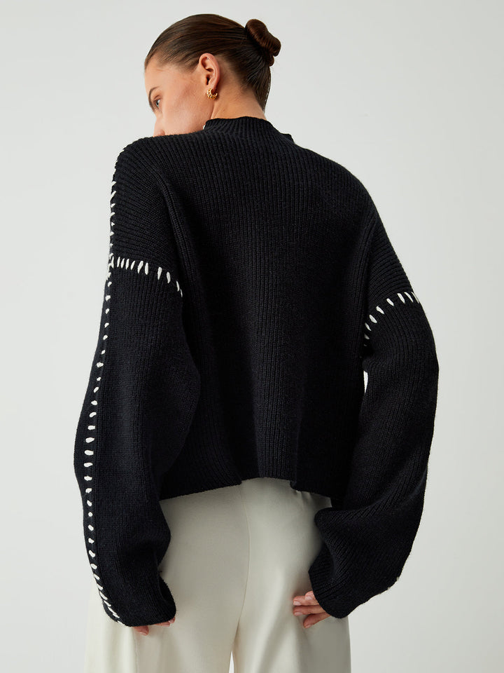 Alma | Oversized Turtleneck Sweater with Textured Details