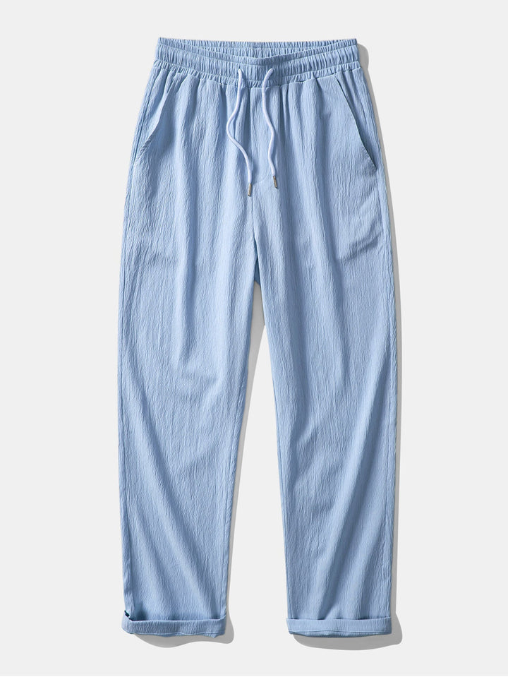 Textured Contrast Cuban Shirt & Straight Leg Pants