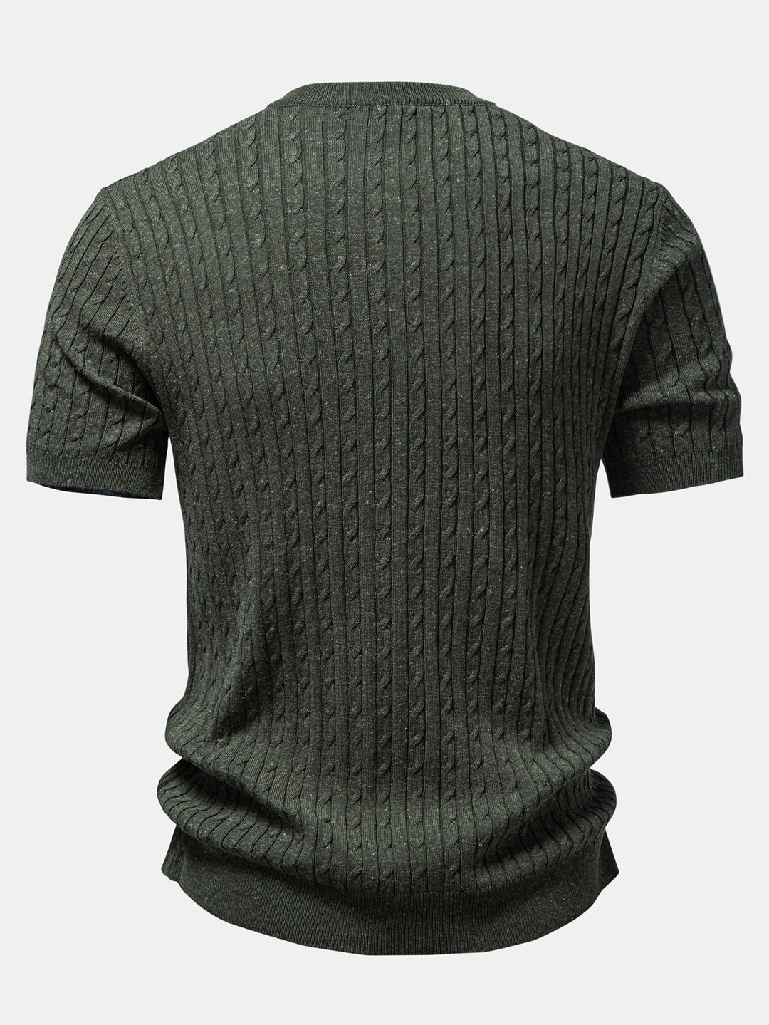 Twisted Jacquard Crew Neck Button Up Knit Shirt & Slim Fit Tapered Trousers