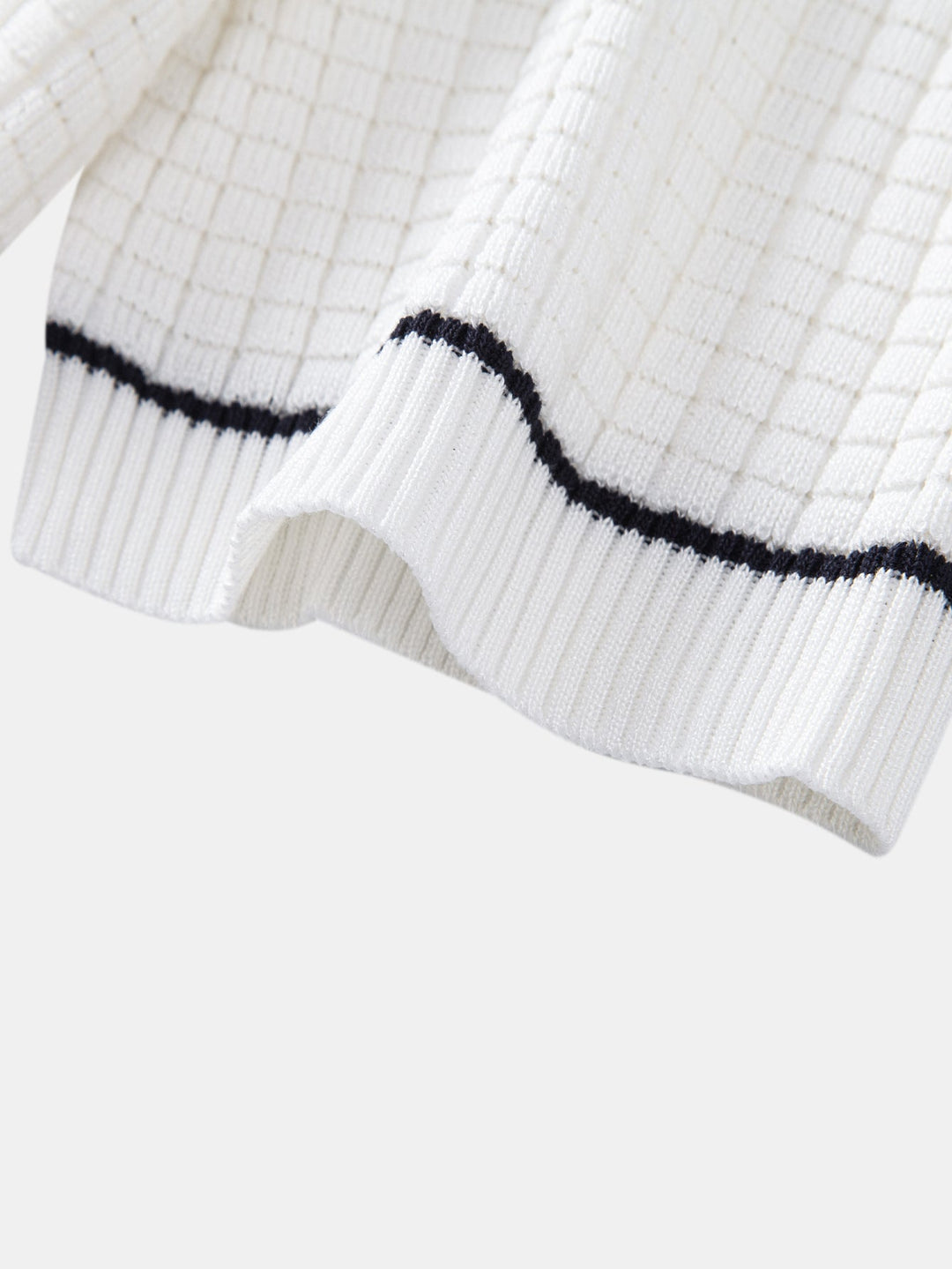 Contrast Trim Waffle Zipper Knit Polo & Slim Fit Tapered Trousers