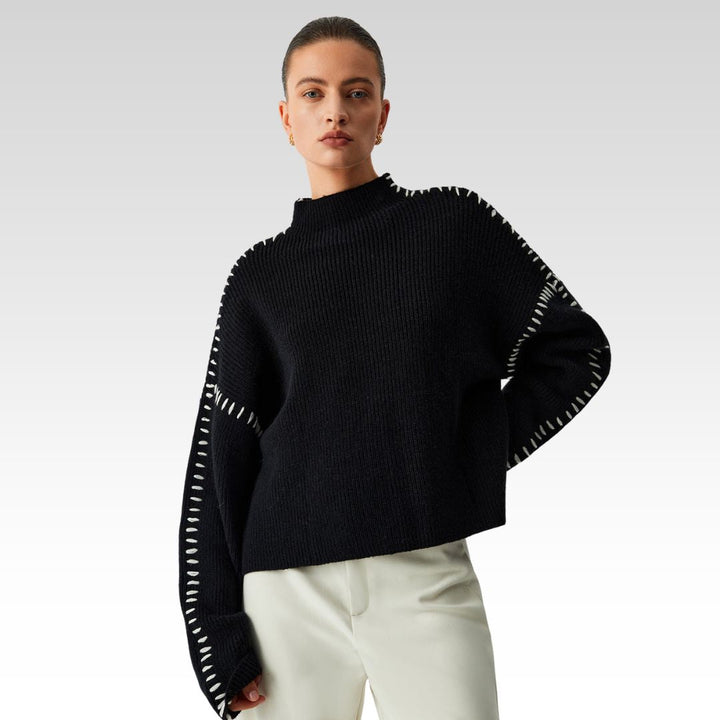Alma | Oversized Turtleneck Sweater with Textured Details