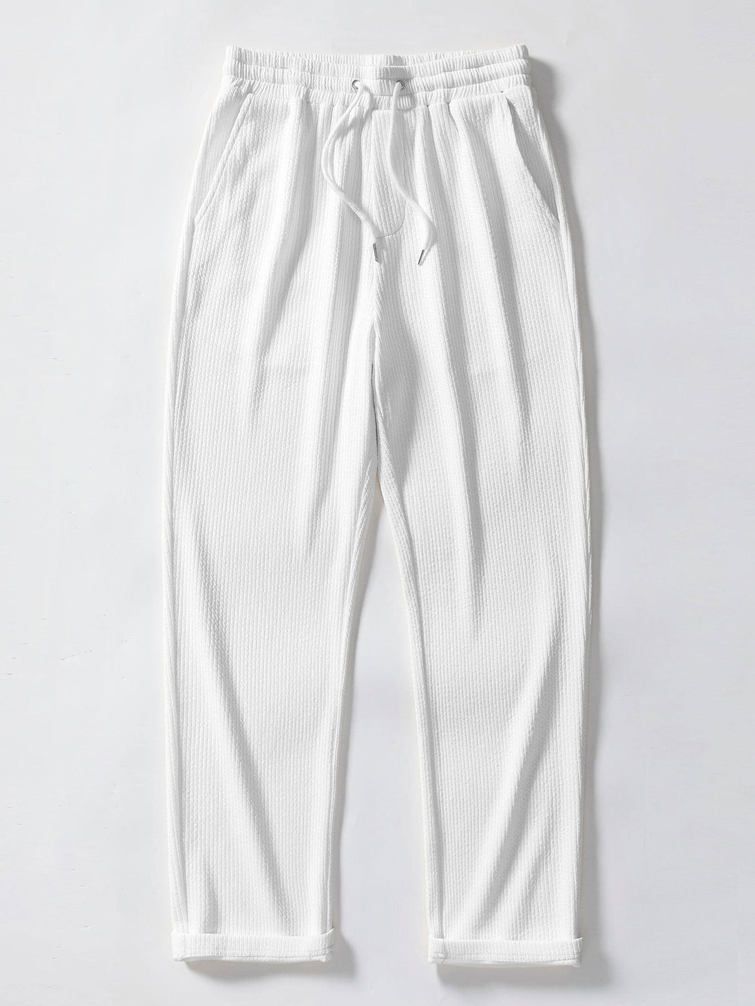 Geometric Jacquard Open Knit Polo & Straight Leg Ribbed Pants