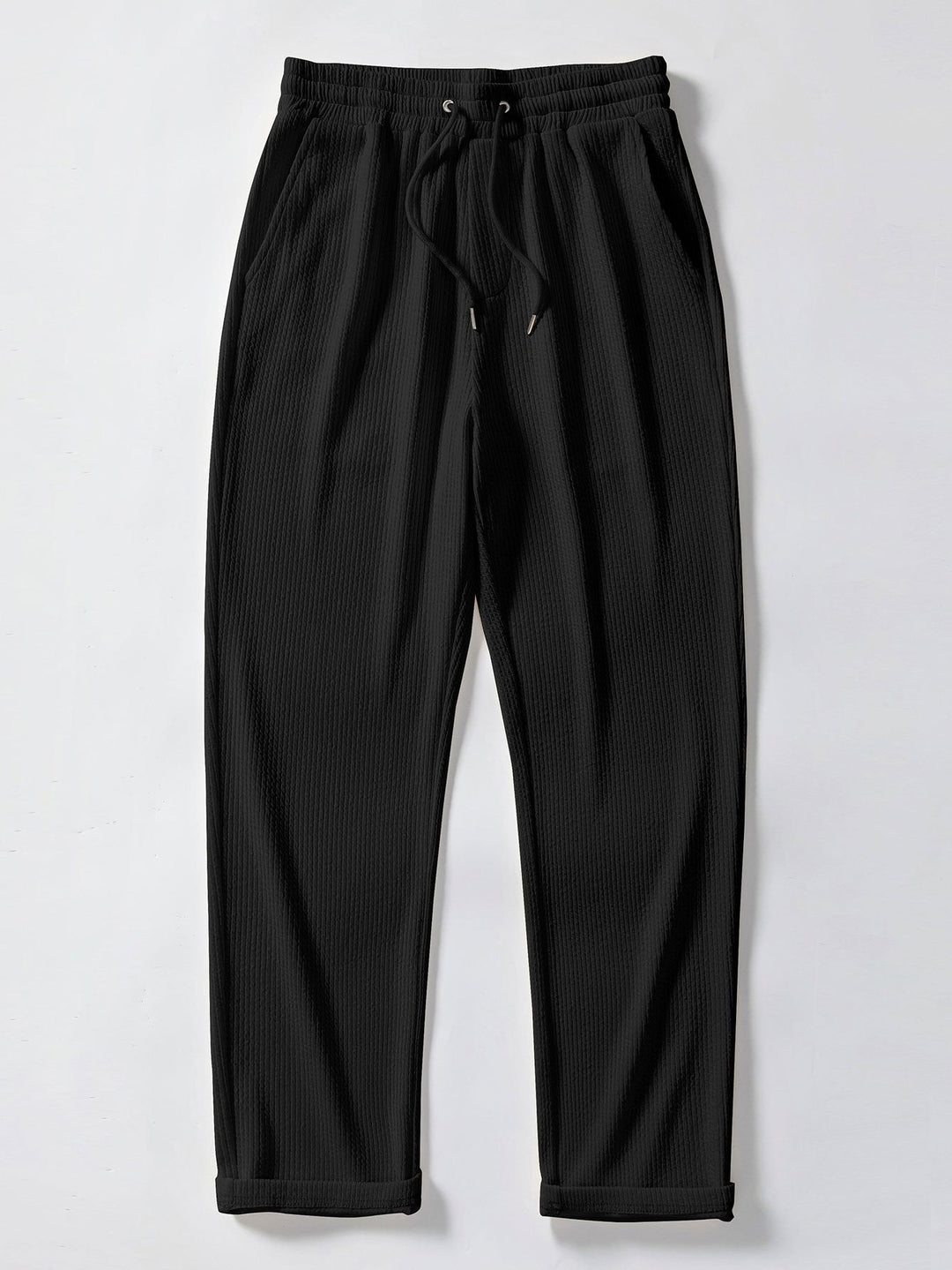 Geometric Jacquard Open Knit Polo & Straight Leg Ribbed Pants